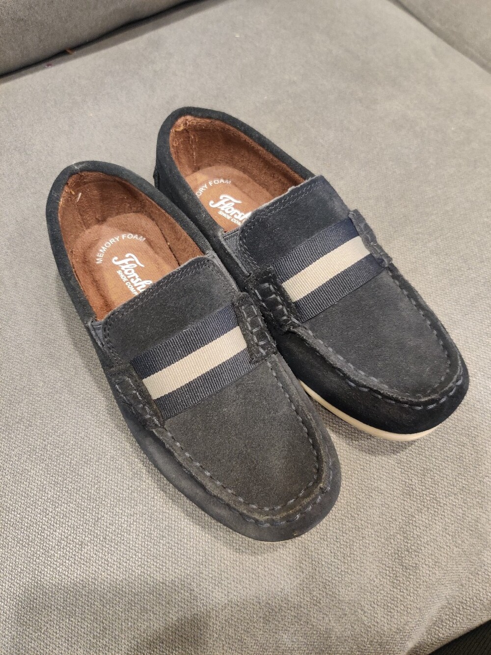 Florsheim Navy Leather Slip-On Loafers